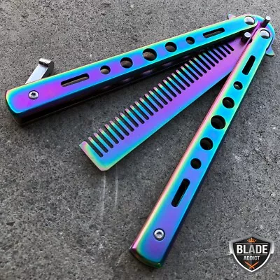 High Quality Practice BALISONG BUTTERFLY Trainer Comb Brush Knife BLADE NEW • $7.55