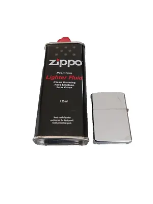 Chrome Oil Lighter With Zippo 125 Ml Lighter Fluid  Fast Shipping • $22.95
