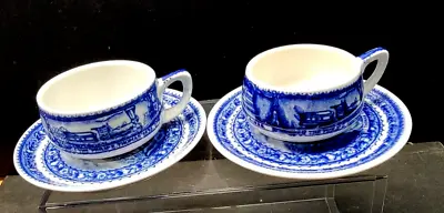 Vintage Baltimore & Ohio Blue China-2 Demitasse Cups & Saucers • $75
