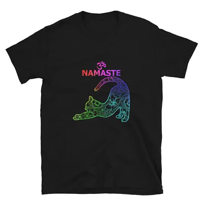 Namaste Colorful Cat Pose Meditate Meditation Yoga Lovers Gift T-Shirt • $25.24