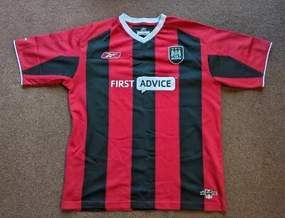 Mint Vintage Manchester City Fc Away Shirt 2003-04 First Advice Red Black Reebok • £29.99
