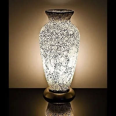 Fabulous Mosaic Glass Crackle White Vase Lamp   • £49.99