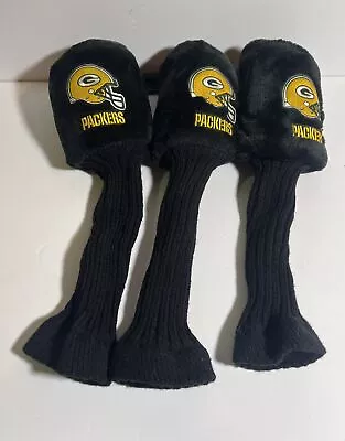 Green Bay Packers NFL Golf Club Head Cover Blk Plush Vintage Set Of 3: 1 3 & X • $20