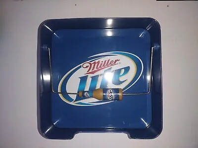 Vintage MILLER LITE Beer NAPKIN Holder Blue Metal • $15.99