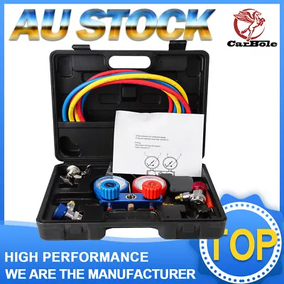 HVAC Automotive 4 Way A/C Manifold Gauge Sets Refrigeration Kit AC R134A/410A AU • $76