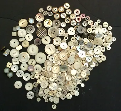 HUGE ANTIQUE VINTAGE LOT Of MOTHER Of PEARL BUTTONS-X-LARGE/CARVED/PINK/SMOKY • $24.99