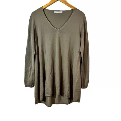 D. Exterior Brown Wool Long Line Sweater Size Large • $58.50