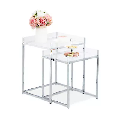 Nesting Table Set Side Tables Coffee Table End Table Vanity Stand Acrylic • £86.90