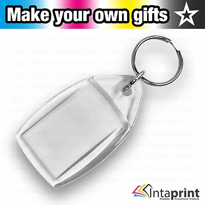 Small Blank Acrylic Keychain P5 Clear Photo Plastic Promotional Keyring 35x24mm. • £5.14