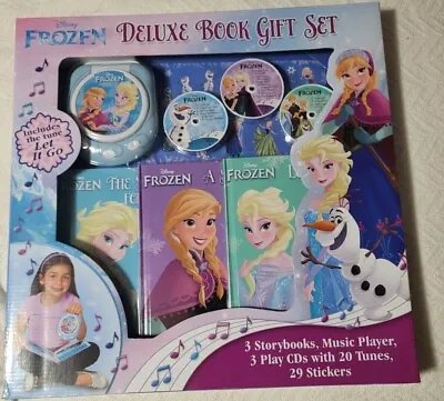Disney Frozen Music Player & 3 Storybooks Deluxe Gift Set 3 Play CDS & Stickers • $18.85