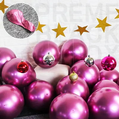 $10.99 • Buy 50 Pink Metallic Balloons Chrome Shiny Latex 12  Thicken For Wedding Party Baby
