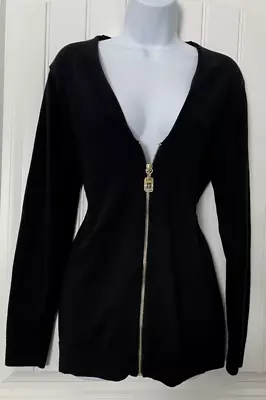 Michael Kors Womens Size XL Black Full Zip Cardigan Jacket Long Sleeve V-Neck • $30