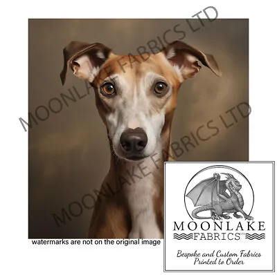 Brown Whippet Portrait Fabric Craft Panels In 100% Cotton Or Polyester • £3.45