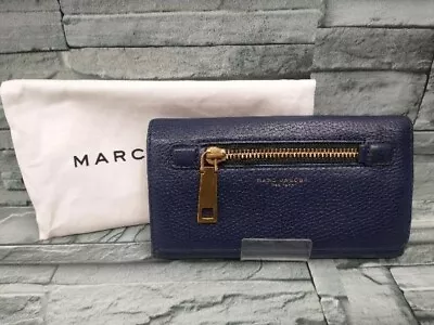 MARC JACOBS M0008450-415 Long Wallet Trifold Gotham Flap Women's Navy Used • $109.46