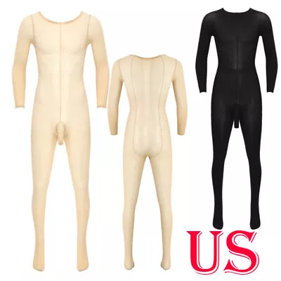 US Mens Sexy Lingeries See Through Pantyhose Tights Full Body Stockings Bodysuit • $8.99