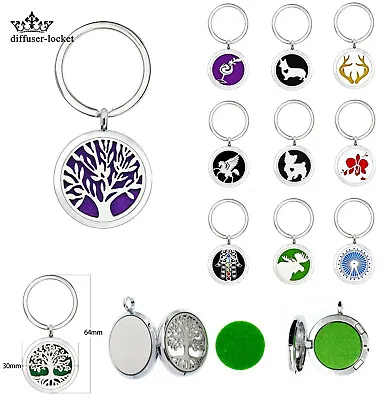 30mm Alloy Keychain Aroma Essential Oil Diffuser Keyring Pendant  Locket • $1.63