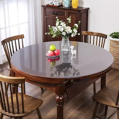 Round PVC Tablecloth Transparent Plastic Soft Glass Waterproof Table Cloth Mat • $42.34