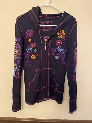 COWGIRL Tuff FULL ZIP Size XS Studded Embroidered Hoodie EUC • $49