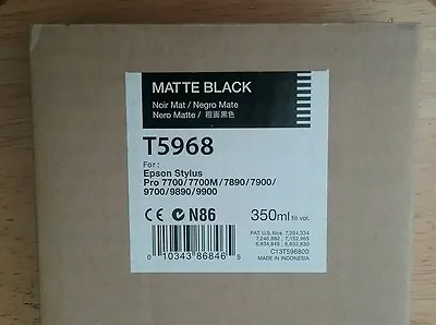 08-2018 NEW EPSON T5968 Matte Black Ink 350ml For Stylus Pro 7700/7900/9700/9900 • $29.89