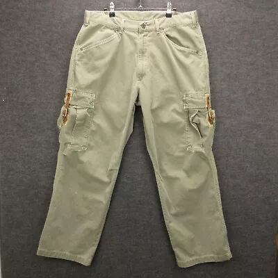 Vintage Polo Jeans Co Pants Men's 34X30 Green Freightor Cargo Leather Buckle • $49.99
