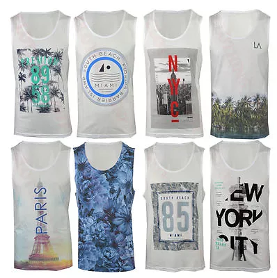 £4.99 • Buy Mens Summer Print Floral  Muscle Vest Sleeveless T Shirt Gym Top XS-XXL
