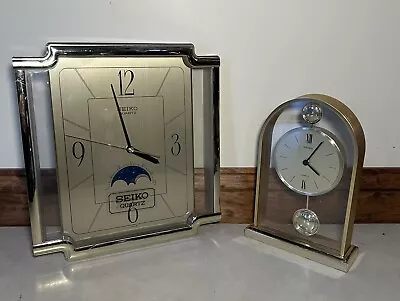 2 Lot Bundle Seiko Moon Dial Wall Mantel Clock Vintage QQA751G QPW102G • $19.95