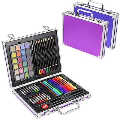 £14.99 • Buy 70 Piece Childrens Artists Aluminium Art Case Colouring Set Paints Pencils Felts