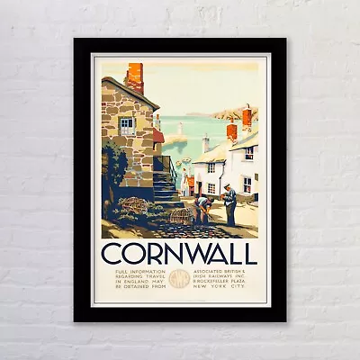 Framed Cornwall A Vintage Travel Poster Print GWR Railway Great Western • £8.53