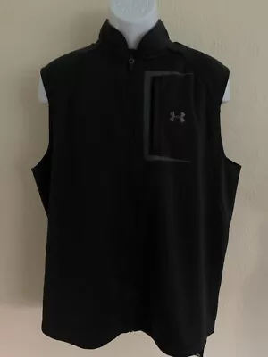 NWT Under Armour Coldgear Large Mens Vest Full Zip Sleeveless Jacket Dark Gray • $45
