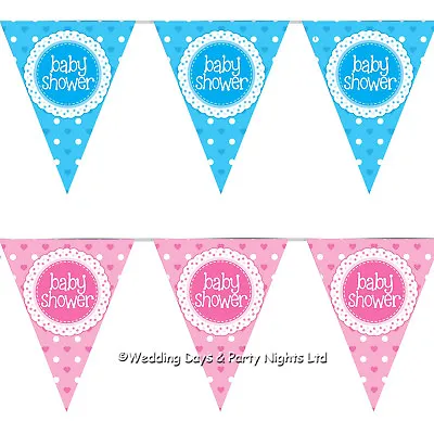12ft Sparkly Foil Baby Shower Triangle Flag Bunting Banner Party Wall Decoration • £2.34