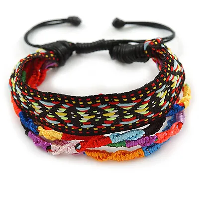 Unisex Handmade Multicoloured Cotton Woven Friendship Bracelet - Adjustable • £7.50