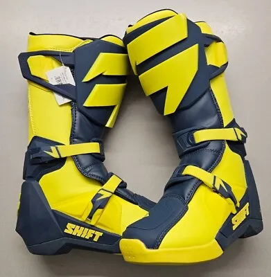 New Genuine Shift Whit3 Label Flo Yellow/navy Motocross Mx Boots  Size 43 Uk8 • $223.79