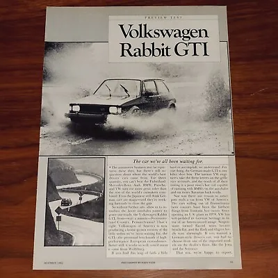 Volkswagen Rabbit Gti Magazine Print Article Car And Driver Preview Test • $9.87