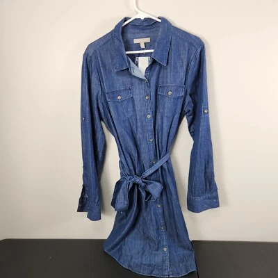 $39.90 • Buy NWT BANANA Republic  Fit-and-Flare Shirt Dress Size 14 Blue Denim 