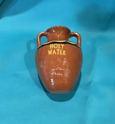 VINTAGE Clay Pottery HOLY WATER  Urn Bottle Wax Sealed 4” Tall Hand Painted • $25