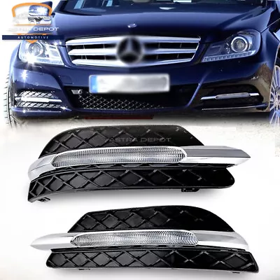 Pair LED DRL FOG LIGHT Lamp Cover For Mercedes Benz C-Class W204 C300 2011-2014 • $57.99