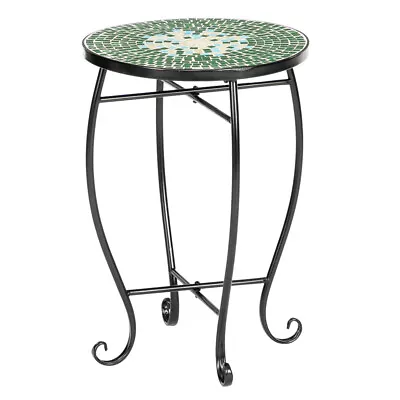 Unique Green Flower Mosaic Terrace Bistro Table For Outdoor Patio • $47.60