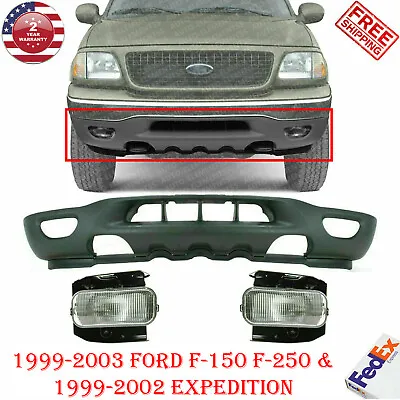 Front Bumper Lower Valance + Fog Lights For 1999-2003 Ford F-150 /Expedition • $299.92