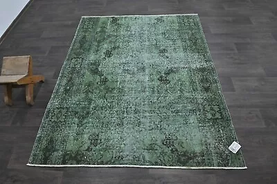 Oushak Turkish Vintage Rug 5x6 Kilim Rug Anatolian Handmade Boho Decor GREEN • $180