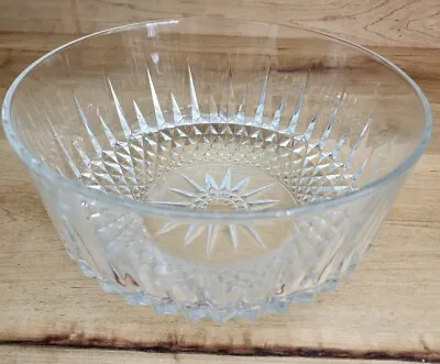 Vintage Acoroc USA Diamond Cut Crystal Glass Serving Salad Bowl Large  • $15