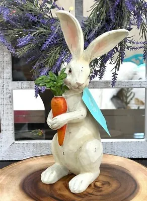 Martha Stewart Home 11.5  Standing Bunny Holding A Carrot Figurine NEW • $29.95