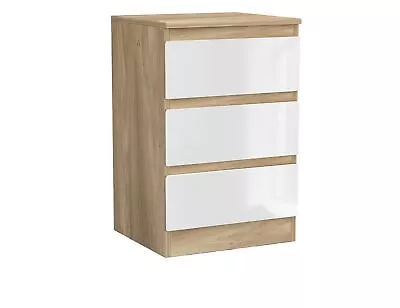 Gloss 3 Drawer Skagen High Wooden Bedroom Chest Cabinet No Handle Drawer Storage • £35.99