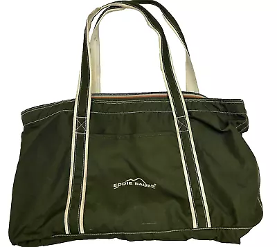 Vintage Eddie Bauer X-Large Tote Bag - Forest Green & Ivory- GREAT Condition • $19.99