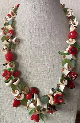 Vintage Venetian Glass Necklace Fruit Salad ! Glass Moon & Star Glass Beads! • $79.99