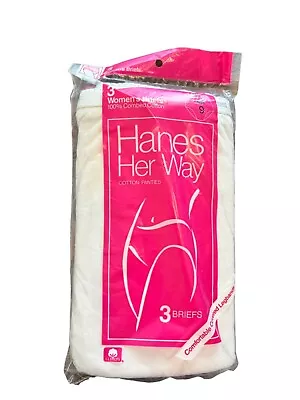 1987 Vintage Hanes  Her Way 3 Cotton Briefs Women's Sz 9 Hips Panties Underwear • $19.99