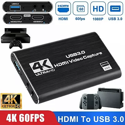 USB3.0 Game Capture Device HD HDMI-compatible Screen Recorder Box For DVD Camera • £24.89