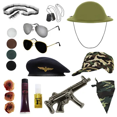 £6.99 • Buy Army Accessories Choose Soldier War Uniform Khaki Camo Costume Ww2 Ve Day