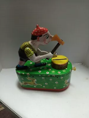 Vintage Tin Toy Mechanical Coun Bank House Foreign Money Box Woodcutter... • $29.99