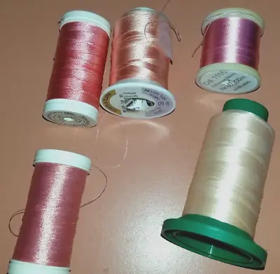 Lot Of PINK Rayon Or Poly Machine Embroidery Thread 5 Spools 5 Shades Of Pink • $7.99