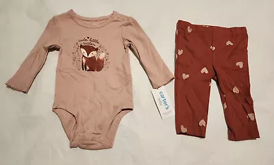 NWT Carter's Fox Cute Little Sister Bodysuit Pants Outfit 6 Months Baby Girl • $12.99